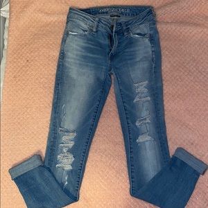 Medium Washed Blue Ripped Jeans - A.E